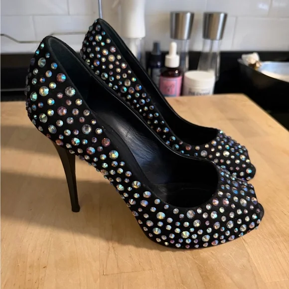 Giuseppe Zanotti Black Heels with Iridescent Crystals - Picture 2 of 3